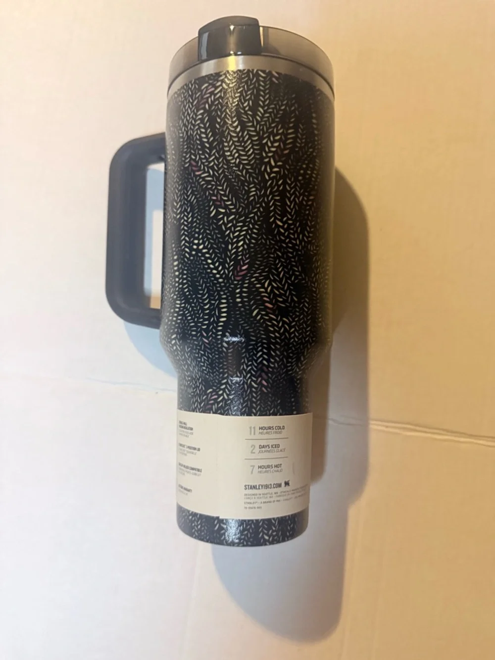Stanley Black Speckled Insulated Tumbler with Handle and Straw - Picture 3 of 3